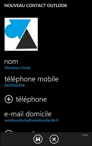 tutoriel Windows Phonr ajouter nouveau contact Nokia Lumia