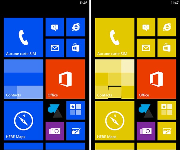 Nokia Lumia Windows Phone theme couleurs