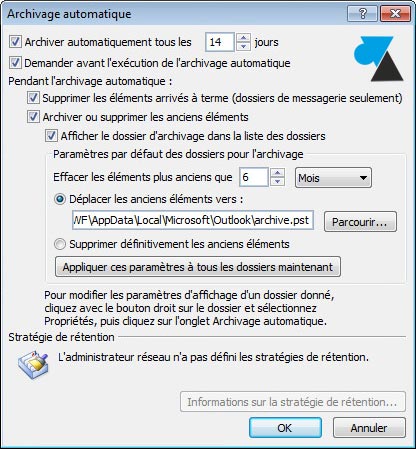 archivage messages Outlook 2007