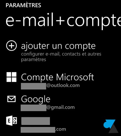 tutoriel Windows Phone 8 ajouter compte mail