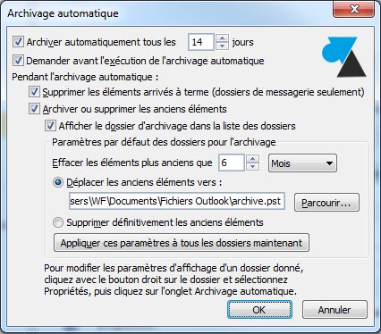 archivage messages Outlook 2010