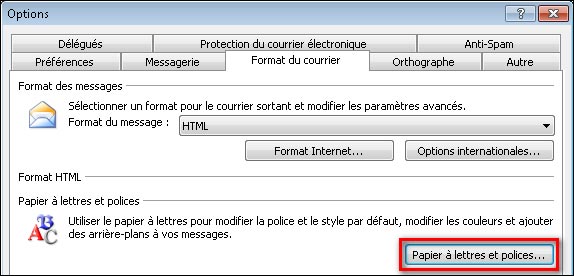 tutoriel Outlook 2007 changer police couleur texte mail