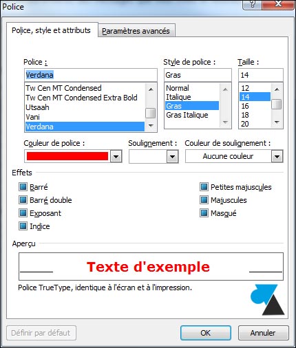 tutoriel Outlook changer police couleur texte mail