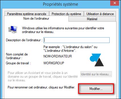 tutoriel Windows changer nom PC ordinateur Workgroup