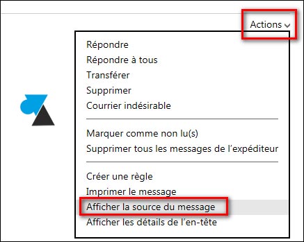 Outlook Hotmail afficher en tete header