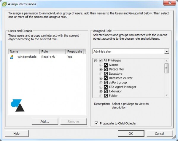 tutoriel VMware ESXi vSphere permission autorisation droit