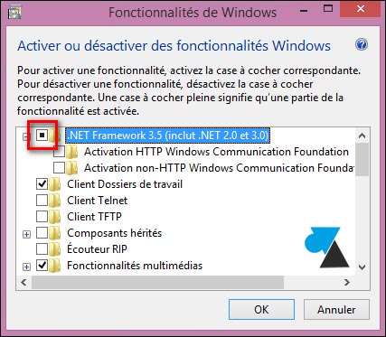 Installer .NET Framework 3.5 sur Windows 8 et 8.1