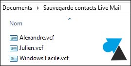 tutoriel sauvegarder contacts Windows Live Mail