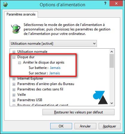 tutoriel configurer mise en veille disque dur ordinateur