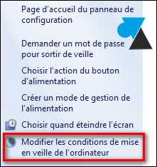 tutoriel modifier conditions mise en veille