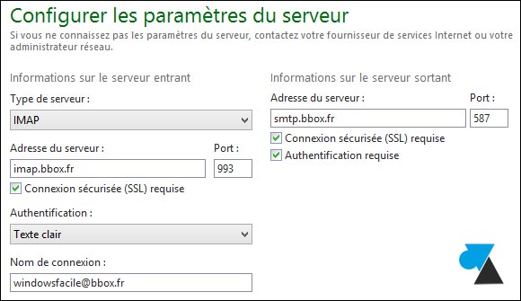 tutoriel configurer Windows Live Mail adresse bbox bouygues