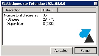 serveur DHCP adresse IP disponible