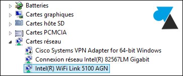 gestionnaire peripheriques carte reseau wifi