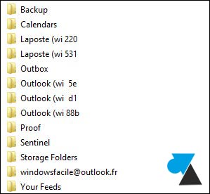 Windows Live Mail dossiers disque dur