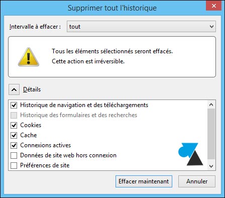 tutoriel vider supprimer historique navigation internet Mozilla Firefox