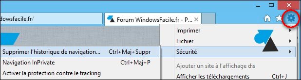 tutoriel vider supprimer historique navigation internet IE Internet Explorer