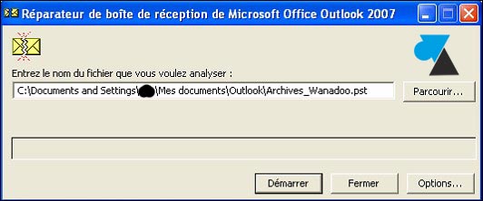 tutoriel Outlook reparer fichier PST scanpst