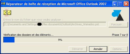 tutoriel Outlook reparer fichier PST scanpst