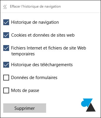 tutoriel vider supprimer historique navigation internet Microsoft Edge