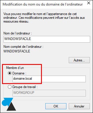 tutoriel Windows 10 joindre domaine Active Directory