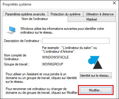 tutoriel Windows 10 changer nom PC joindre domaine