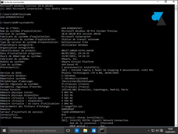 invite de commandes cmd plein ecran Windows 10