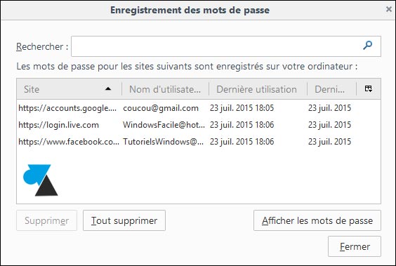 tutoriel securiser Mozilla Firefox afficher mot de passe