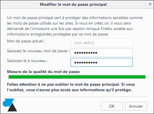 tutoriel securiser Mozilla Firefox configurer mot de passe principal