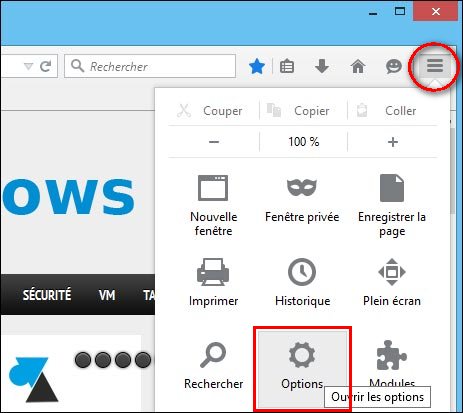 tutoriel Mozilla Firefox Options