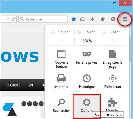tutoriel Mozilla Firefox Options