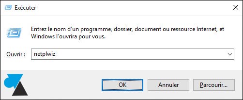 demarrer executer netplwiz