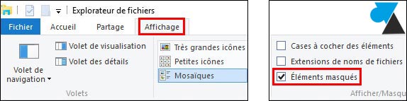 tutoriel Windows 10 afficher fichiers dossiers éléments masqués