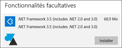 tutoriel Windows 10 installer NET Framework 2.0 3.0 3.5