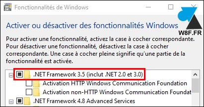 tutoriel Windows 10 installer net framework 3.5 2.0 3.0