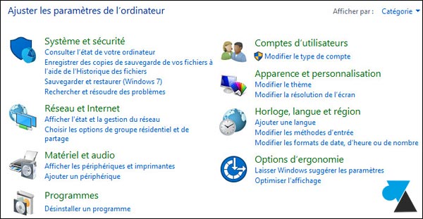 tutoriel Windows 10 Panneau de configuration