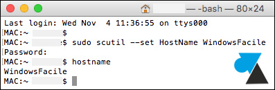 tutoriel Mac OS X changer nom ordinateur hostname