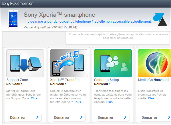 tutoriel telephone smartphone tablette Sony Xperia PC Companion Windows