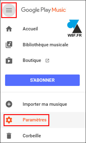 google play music musique parametres
