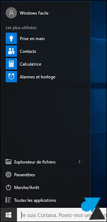 tutoriel menu demarrer Windows 10