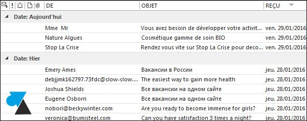 tutoriel Microsoft Outlook 2013 apercu liste mails