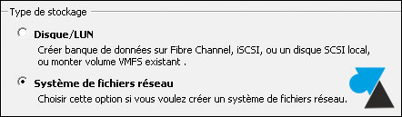tutoriel VMware vSphere ESXi configurer stockage disque dur SAN NAS DAS NFS