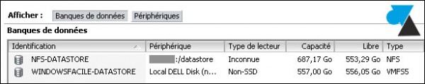 tutoriel VMware vSphere ESXi configurer stockage disque dur SAN NAS DAS NFS