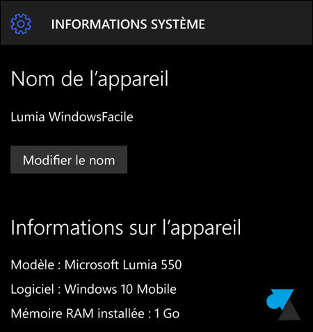 tutoriel Windows 10 Mobile renommer smartphone