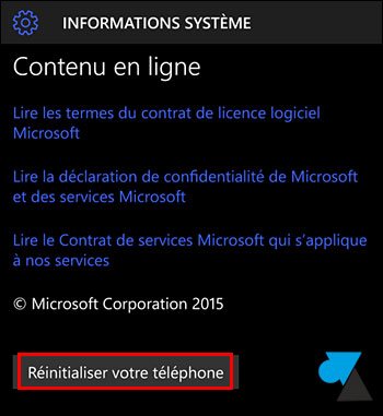 tutoriel Windows 10 Mobile reset smartphone reinitialiser systeme