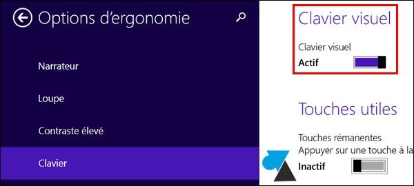 tutoriel Windows 8.1 activer clavier visuel virtuel