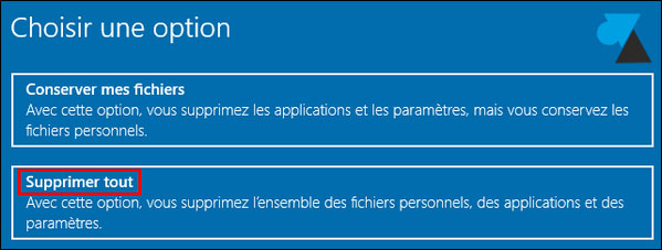 tutoriel réinitialiser Windows 10 reset réinstaller