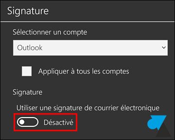 tutoriel Windows 10 Mobile Courrier Outlook signature