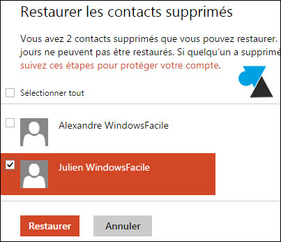 tutoriel webmail Outlook restaurer recuperer contact sauvegarde repertoire carnet adresse