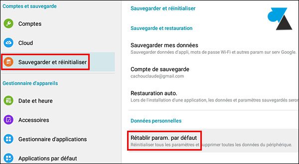 tutoriel reset reinstaller tablette Android Samsung Galaxy Tab