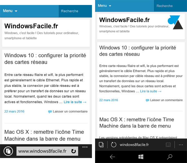 comparaison Windows Phone 8 et Windows 10 Mobile smartphone Nokia Microsoft Lumia